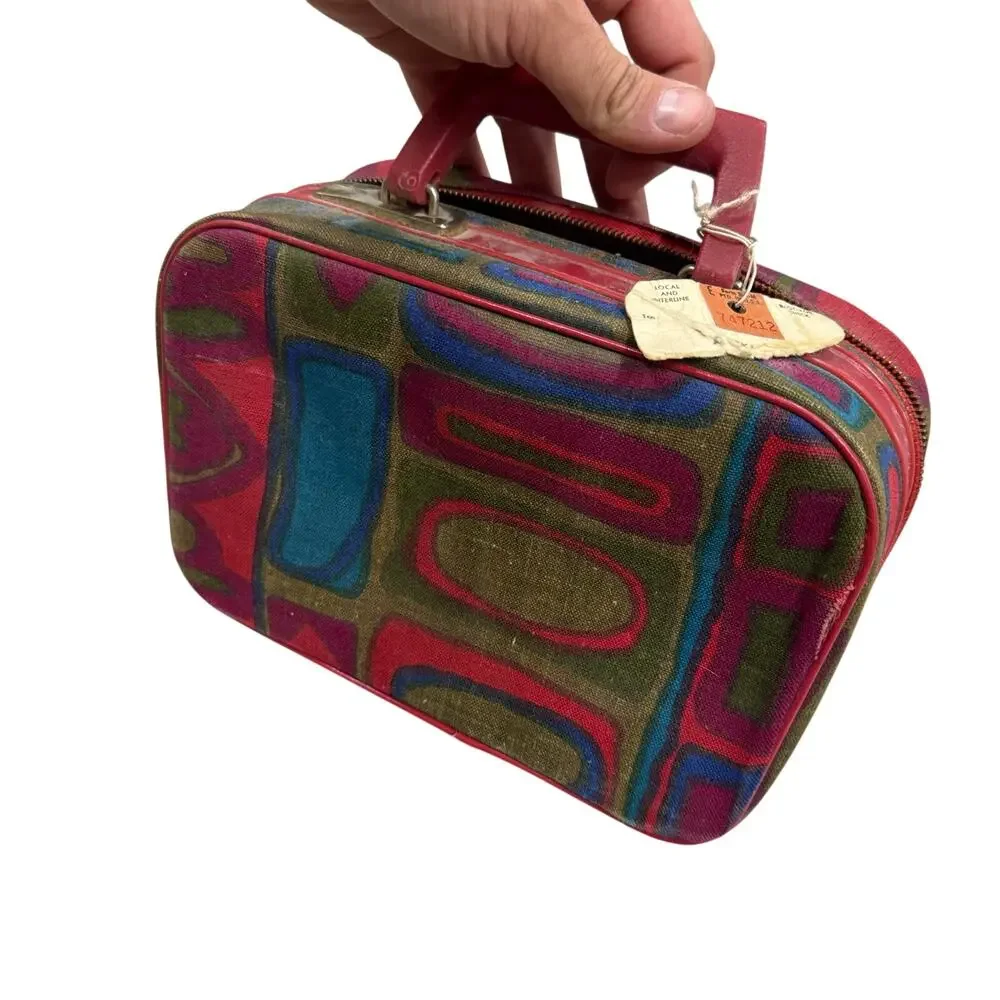 Vintage MOD? 1960/70's Mini Suitcase / Cosmetic Case Hippie Colorful Groovy